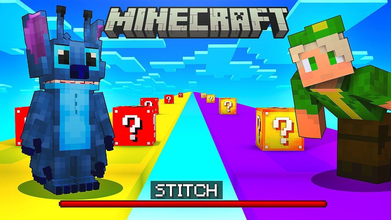 Me enfrenté a STITCH usando LUCKY BLOCKS de Minecraft!