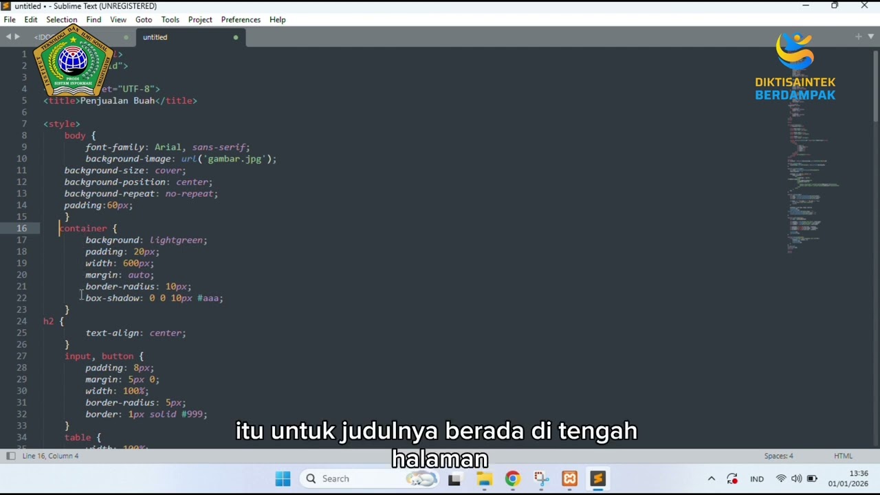 Tutorial Pemrograman PHP & HTML dengan Sublime Text by Sofiatun Nabila & Khairunnisa Siregar