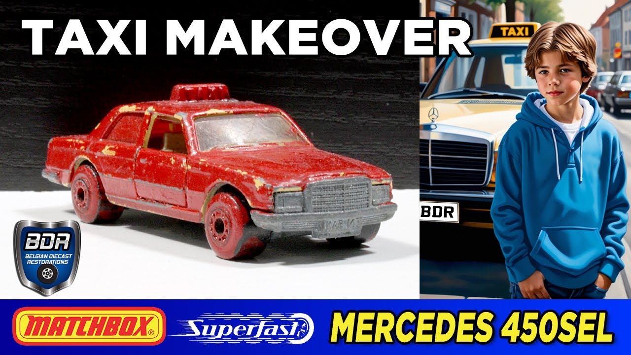 Don’t Drink and Drive - Matchbox Superfast 56E - Mercedes-Benz 450SEL Taxi Custom Diecast Resto