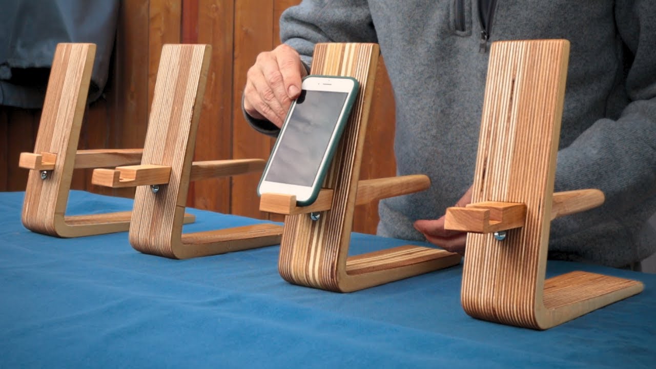 Making a Curved Wooden Adjustable Phone Stand: sleek, modern