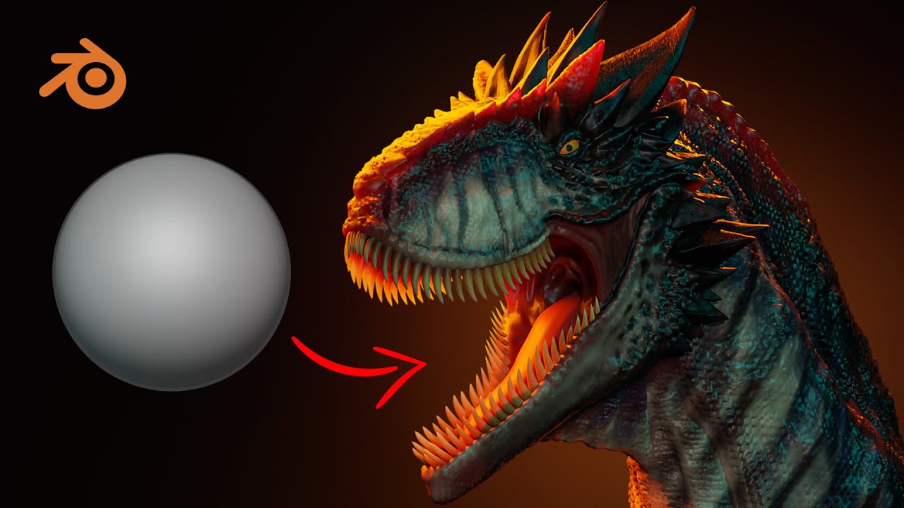 Sculpting a Dinosaur head in Blender 4.0