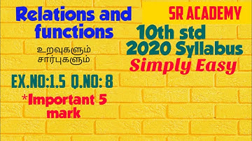 10th standard Maths ex 1.5 Q8 (i) relations and functions Tamil Nadu new syllabus 2020 SR ACADEMY