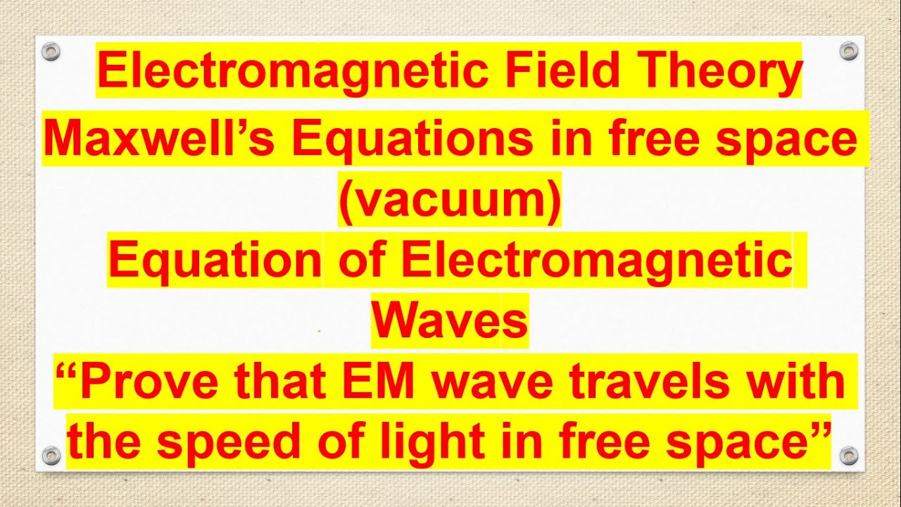 Maxwell's equations in free space or vacuum (Electromagnetic Field Theory)- EMT