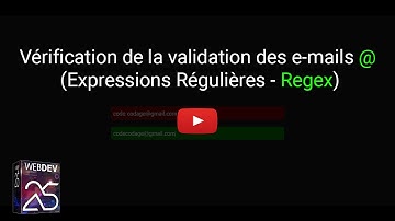 Vérification de la validation des e-mails, Expressions Régulières (Regex)