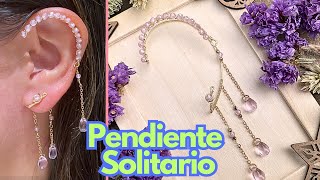 ARETE SOLITARIO en alambrismo rosa EAR CUFF pendiente solitario DIY pendientes