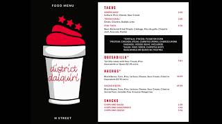 District Daiquiri Menu - H Street