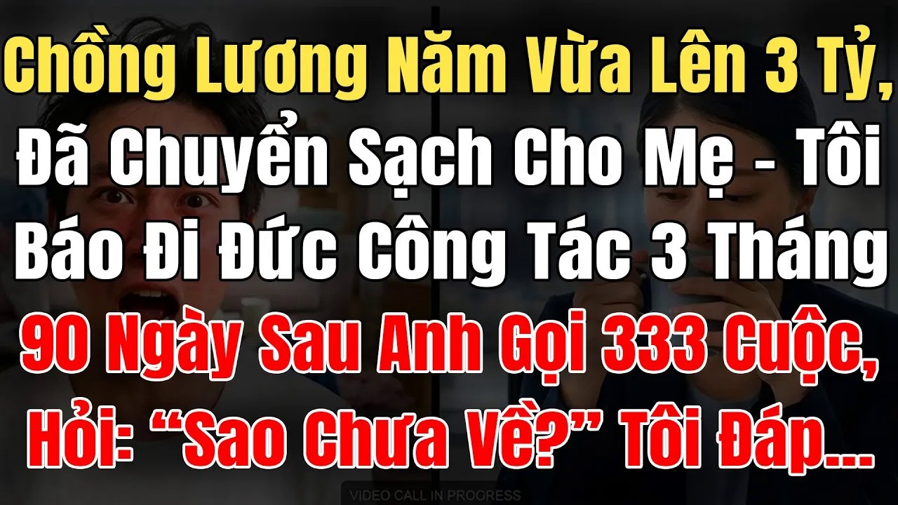 Chồng Lương Năm Lên 3 Tỷ Đã Chuyển Sạch Cho Mẹ, Tôi Báo Sẽ Đi Đức CT 3 Tháng, 90Ngày Sau Gọi 333Cuộc