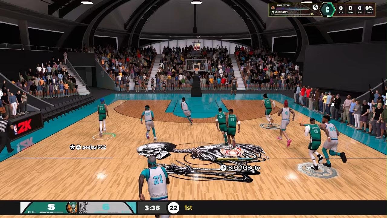 Jigs takes a wild shot but goes in