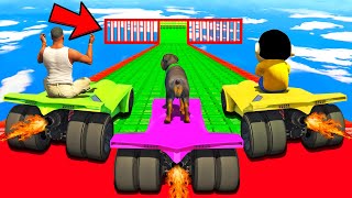 SHINCHAN AND FRANKLIN TRIED BATMOBILE MEGA RAMP CRAZY RACE JUMP CHALLENGE BY CARS BIKES TRUCKS GTA 5