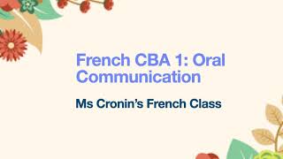 French CBA1 Introductory Lesson