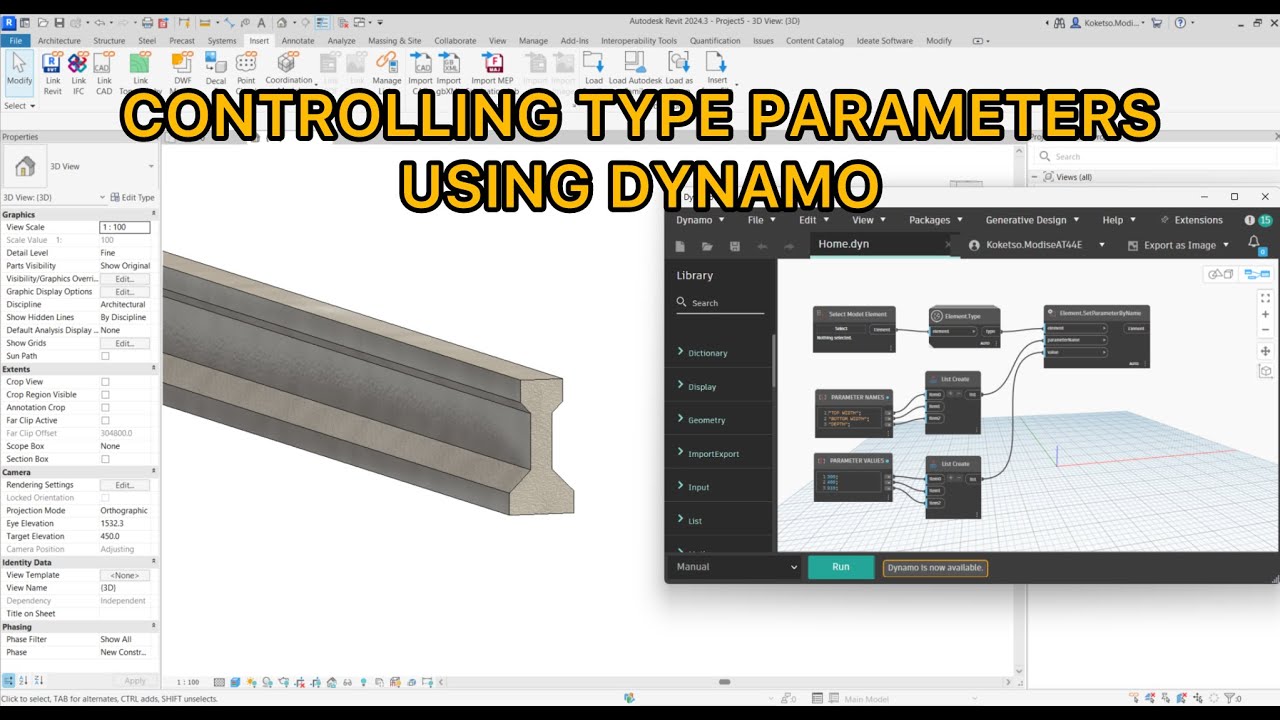 DYNAMO - Controlling Type Parameters (Precast Girder) - YouTube