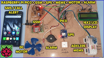 Raspberry Pi Pico + GSM + GPS + MEMS + MOTOR + ALARM + SMS / CALL ALERT