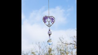 Sun Catcher Crystal Tree of Life Rainbow Maker Drops Hang for Window, Home Decor, Car Charms