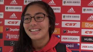 20181017 Interview avec Olympique Lyon joueuse Selma Bacha après le avec 0 4 gagne Women UEFA Champi