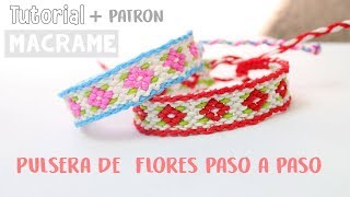 Tutorial Pulsera de hilo con flores + Como leer un patron Macrame