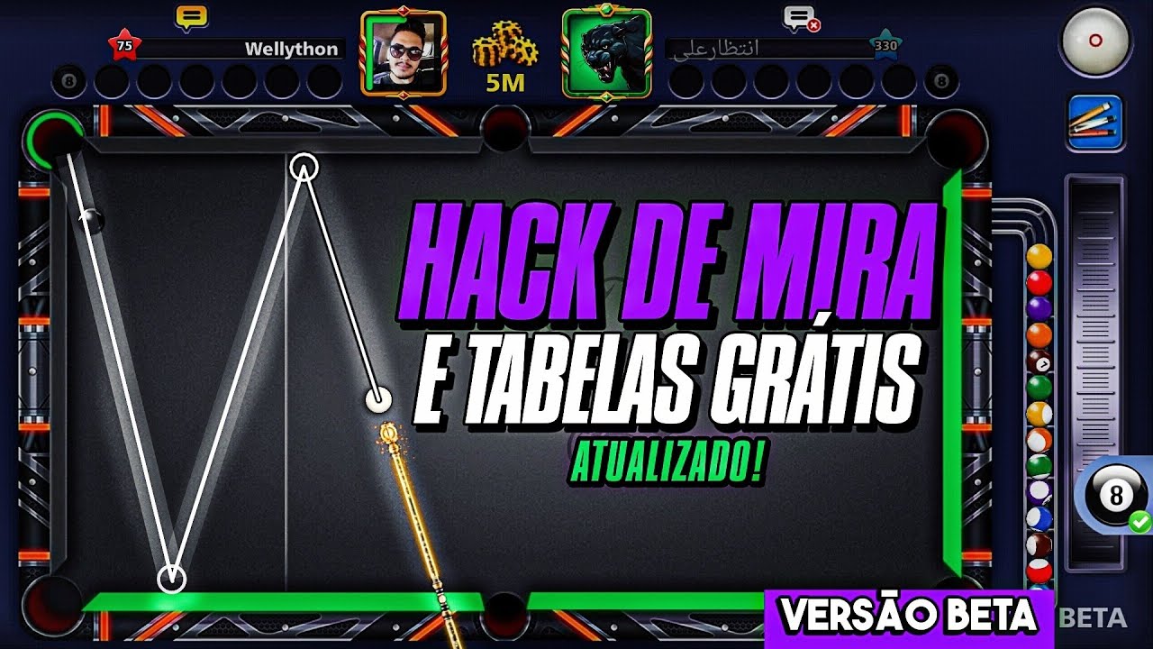 HACKER DE MIRA E TABELAS GRÁTIS NO 8 BALL POOL ATUALIZADO NA NOVA VERSÃO  BETA 