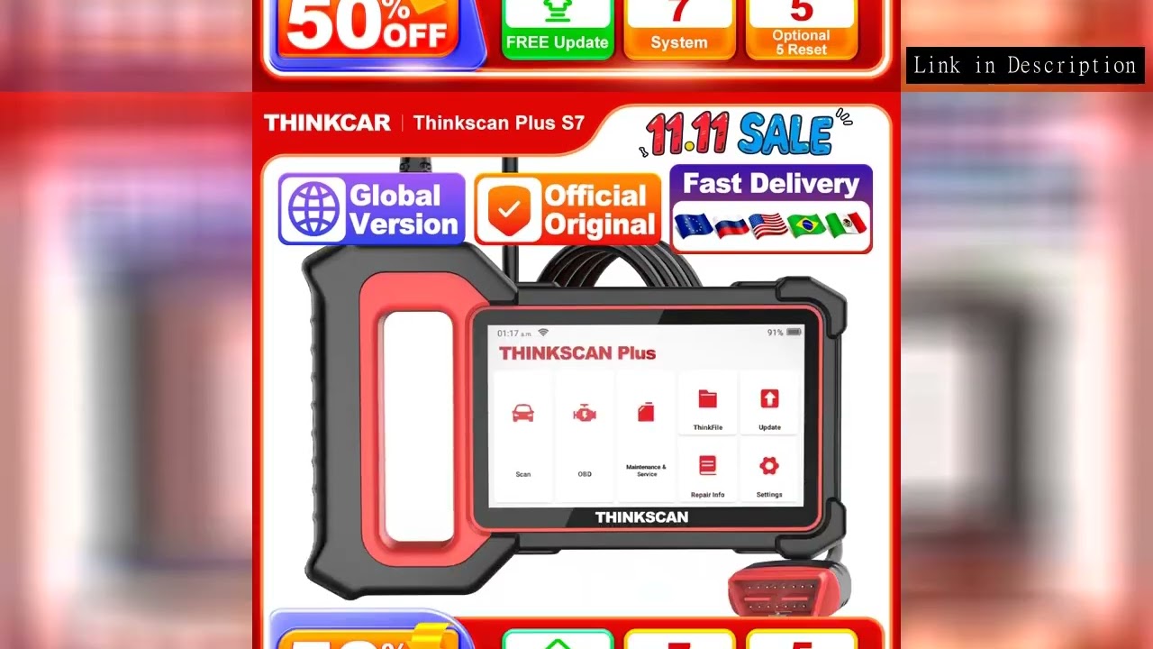 THINKCAR THINKSCAN PLUS S4 S7 ABS SRS ECM System Car Diagnostic Tools OBD2 Auto Scanner OBD 2 Code C