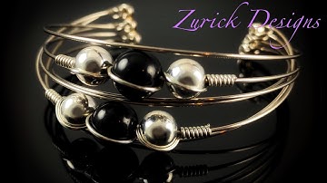 DIY Jewelry- Memory Wire Cuff Bracelet With Wire Wrapped Beads