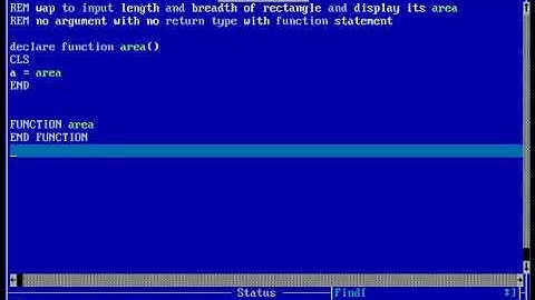 Area of Rectangle  Qbasic Program no argument with no return type #1