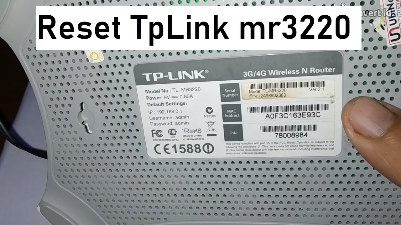 Cara Reset TpLink mr3220 - YouTube