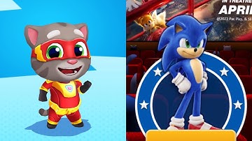 Talking Tom Hero Dash ( Super Tom ) vs Sonic Dash ( Sonic Movie ) Android, iOS Gameplay