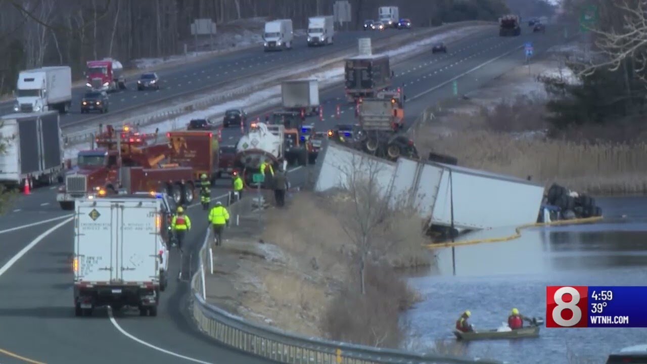1 dead after crash involving tractor-trailers on I-84 in Ashford - YouTube