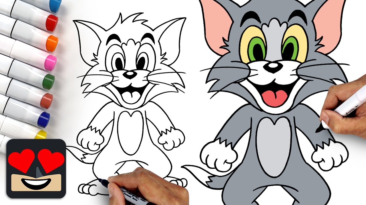 Easy Tom and Jerry Cartoon Drawing Tutorial for Kids and Beginners Step by  Step | #kidsdrawing #tom - YouTube