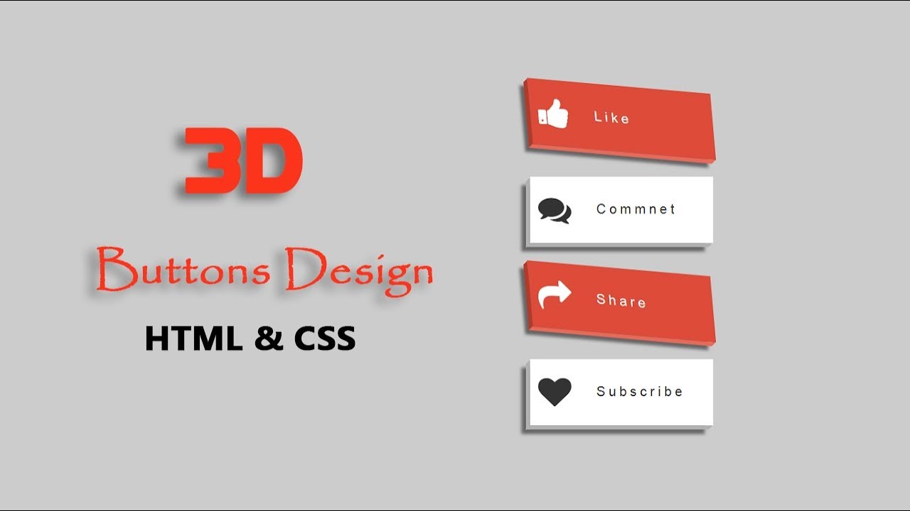 Easy Tutorials How To Create 3D Style Buttons Using HTML And CSS | Website Design Tutorial