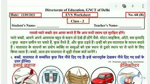 worksheet 68 b class 3 || evs