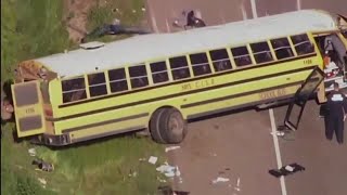 Texas school bus with over 40 pre-K students struck by cement truck, killing 2, authorities say