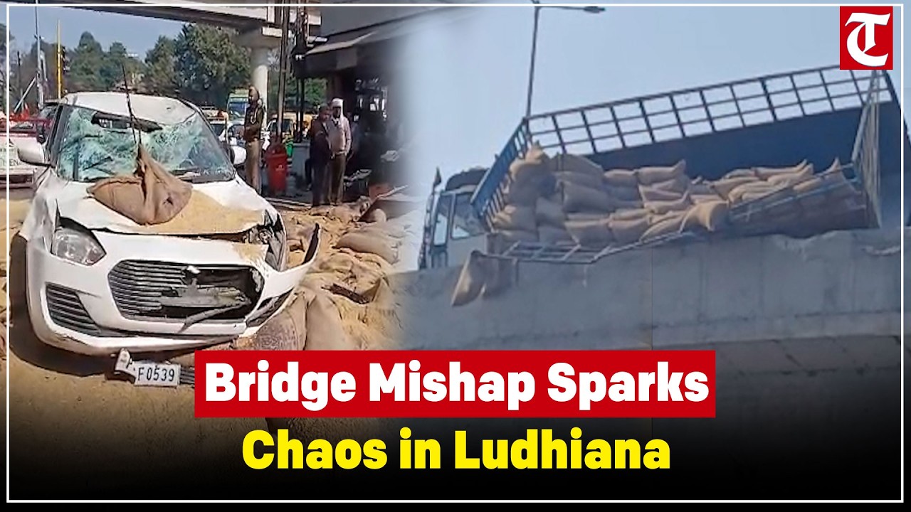 Wheat Sacks Fall from Under-Construction Bridge at Bharat Nagar Chowk, Ludhiana