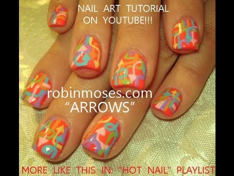 graffiti neon rainbow arrows: robin moses nail art tutorial