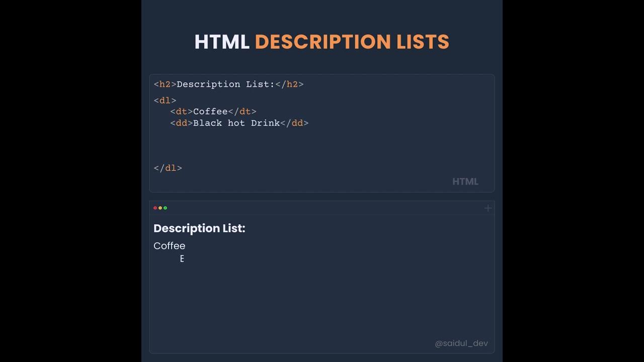 HTML Description Lists - YouTube