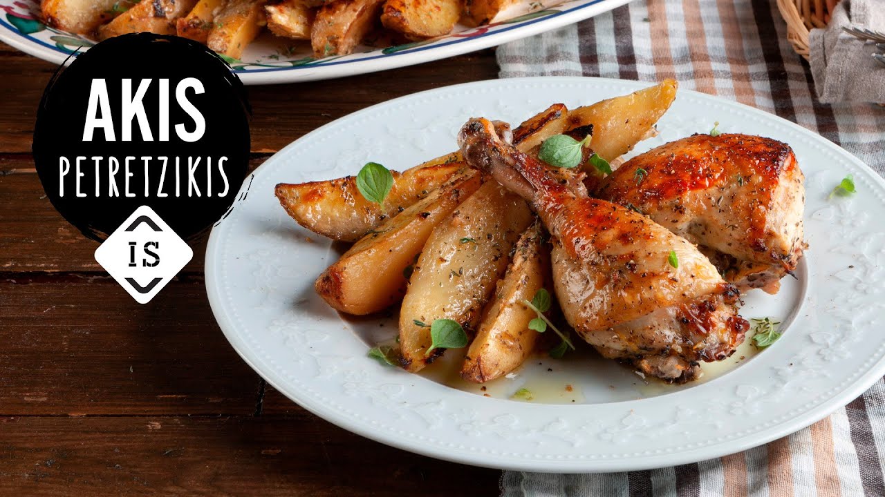 Greek lemon roast chicken and potatoes in Sign Language | Akis Petretzikis