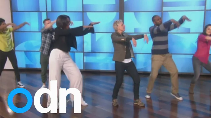 Michelle Obama shows off her dance moves with Elle...