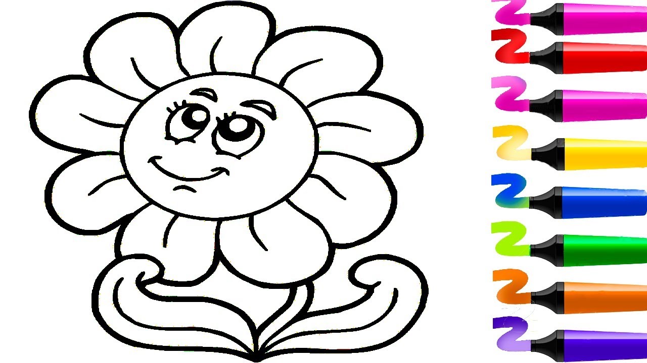 Dessin facile! Dessin fleur! Dessiner et colorier! Coloriage magique! Jeux de fille! Jeux ...