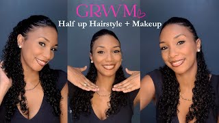 GRWM Curly Half up Hairstyle & Makeup  screenshot 3
