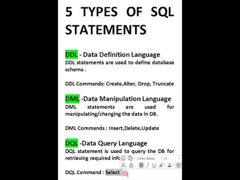 SQL Statements/SQL Commands -DDL,DML,DQL,DCL,TCL #shorts # ...