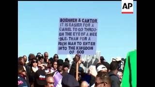 Thousands of demonstrators have packed the lawn in the shadow of the Washington Monument to hear var