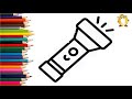 How to draw a torch. Coloring page/Drawing and painting for kids. Learn colors.