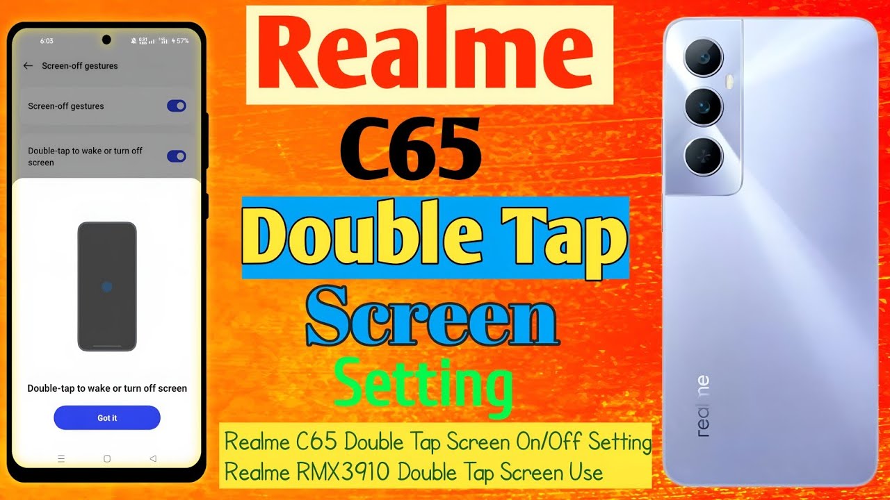 How To Realme C65 Double Tap Screen On/Off Setting/Realme RMX3910 ...