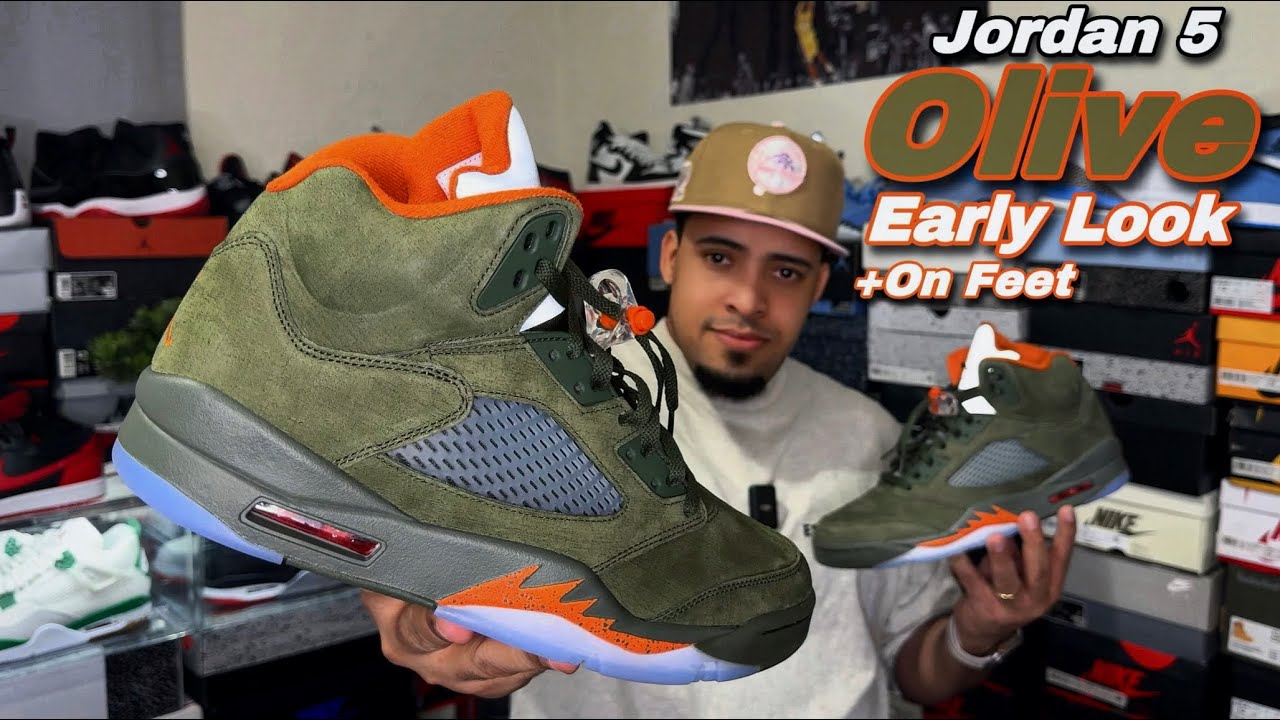 Jordan 5 Olive - Early Look + On Feet - YouTube