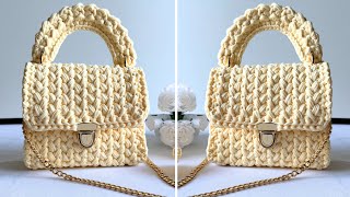 Make this Stunning T-shirt Yarn Handbag In 39 Minutes
