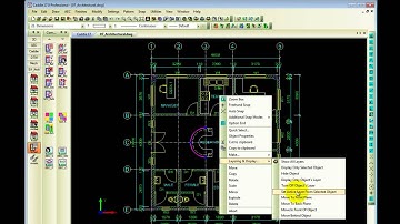 Controlling Layering Display from the Context Menu (CSM) in Caddie AEC Architecture .dwg software