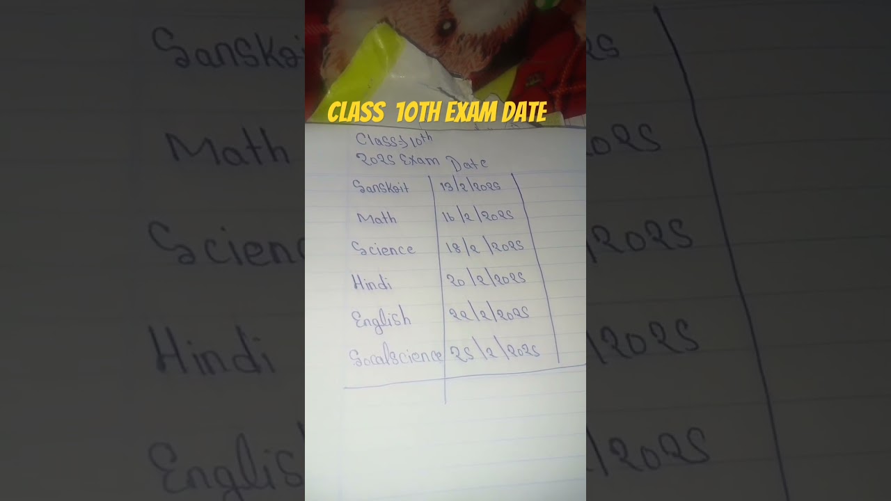 Class 10th exam date