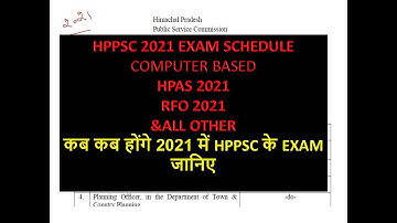 HPPSC Tentative schedule FOR 2021 Computer Based Tests / Examinations
