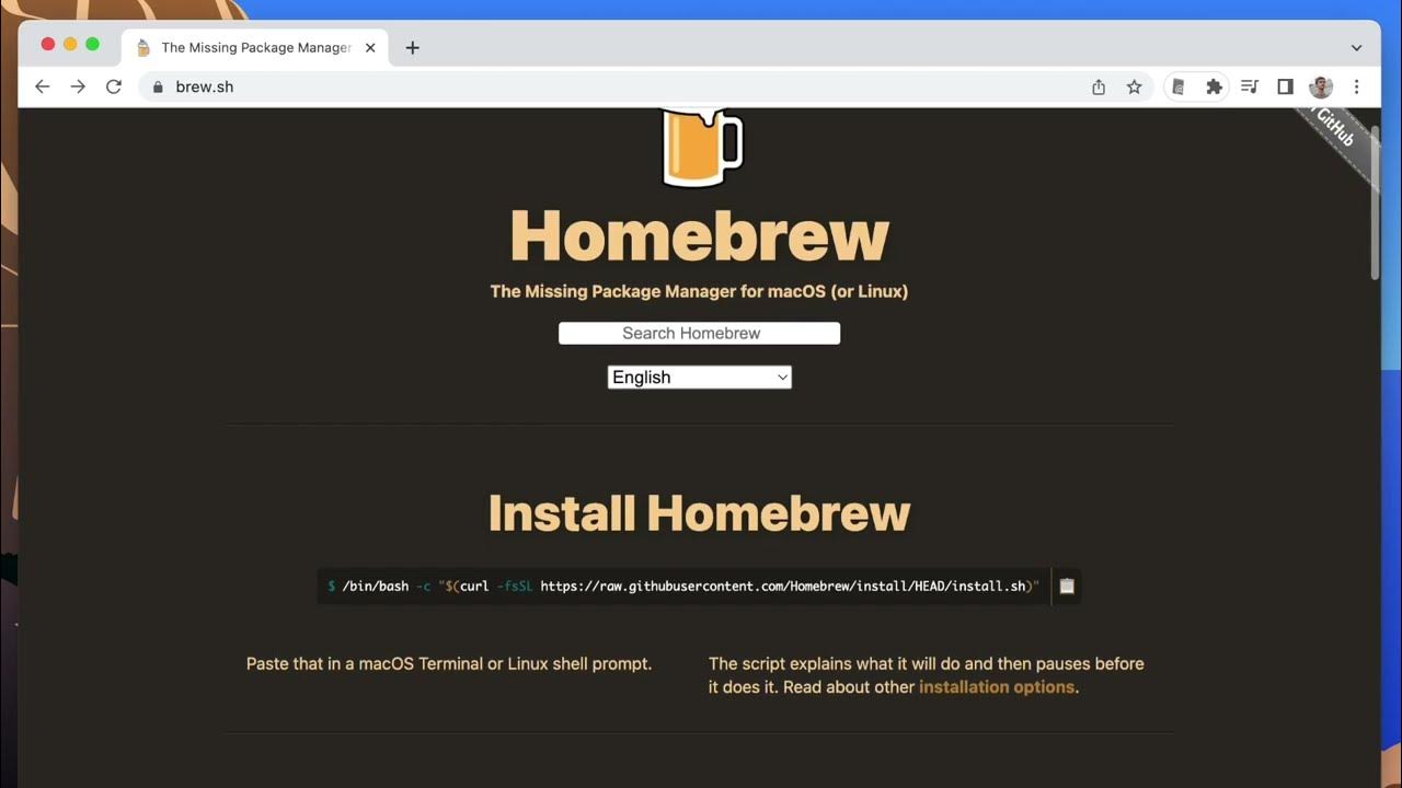 Homebrew. Homebrew install