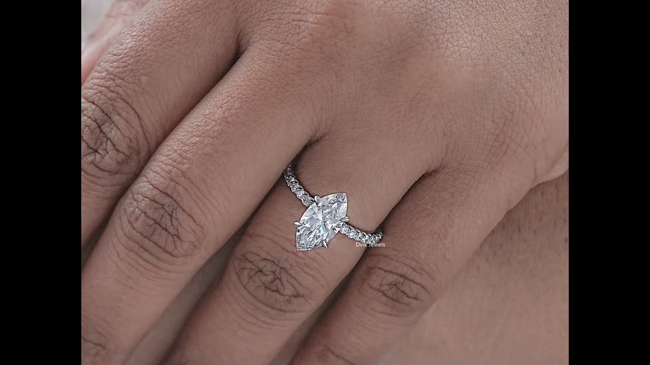Marquise Cut Lab Diamond Accent Ring 