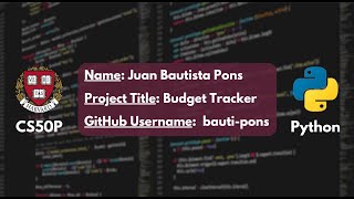 CS50P Final Project - Budget Tracker