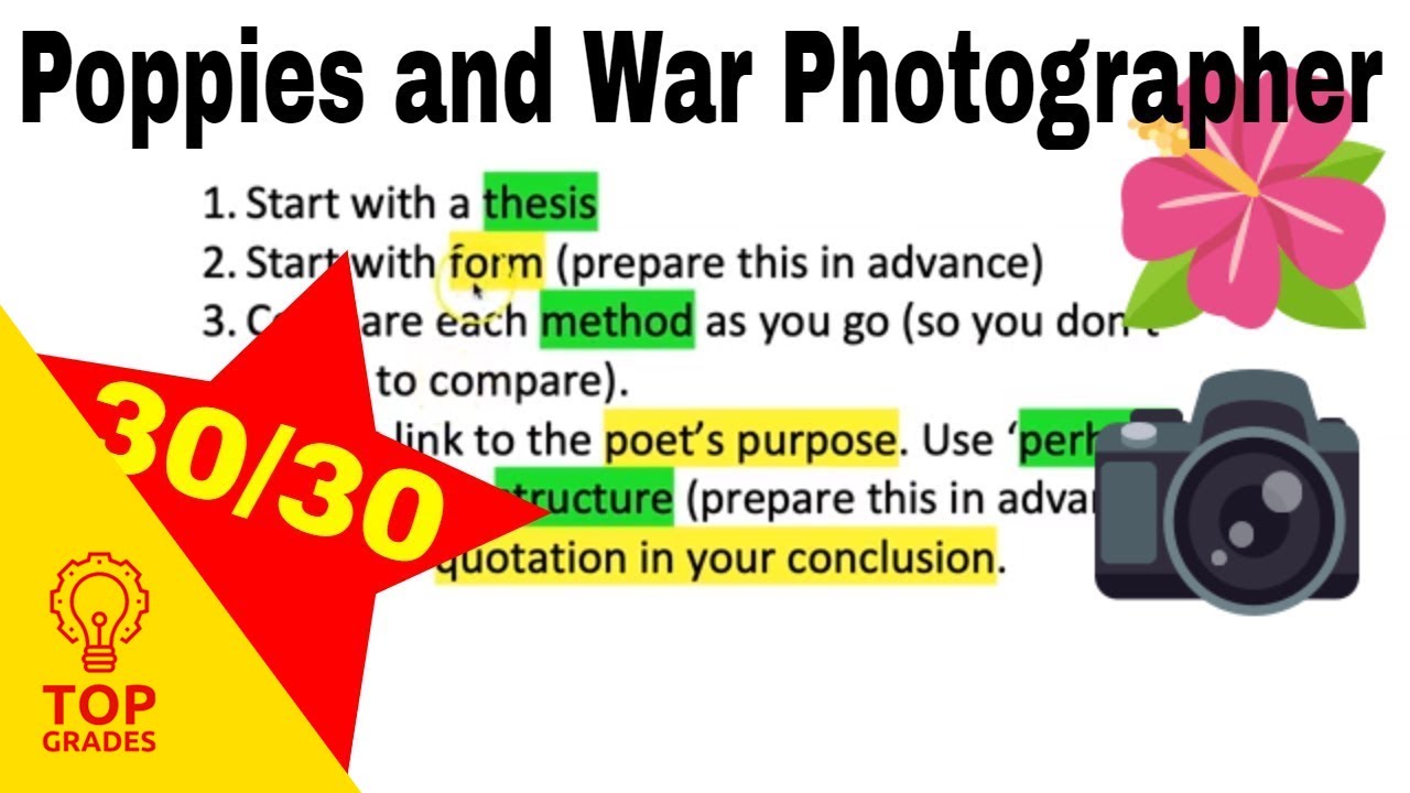 Student Full Mark Comparison of Poppies and War Photographer - YouTube
